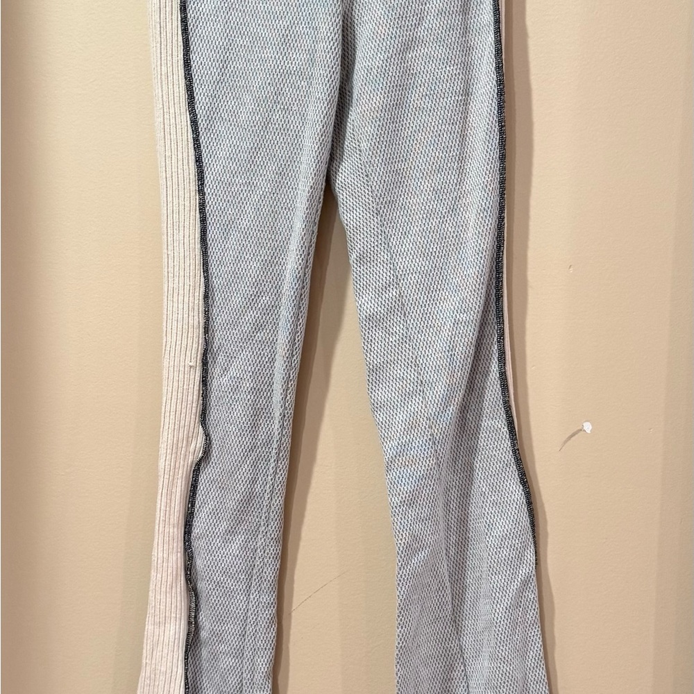 Urban Outfitters Gray Knit Flare Leggings with Cream Side Rib